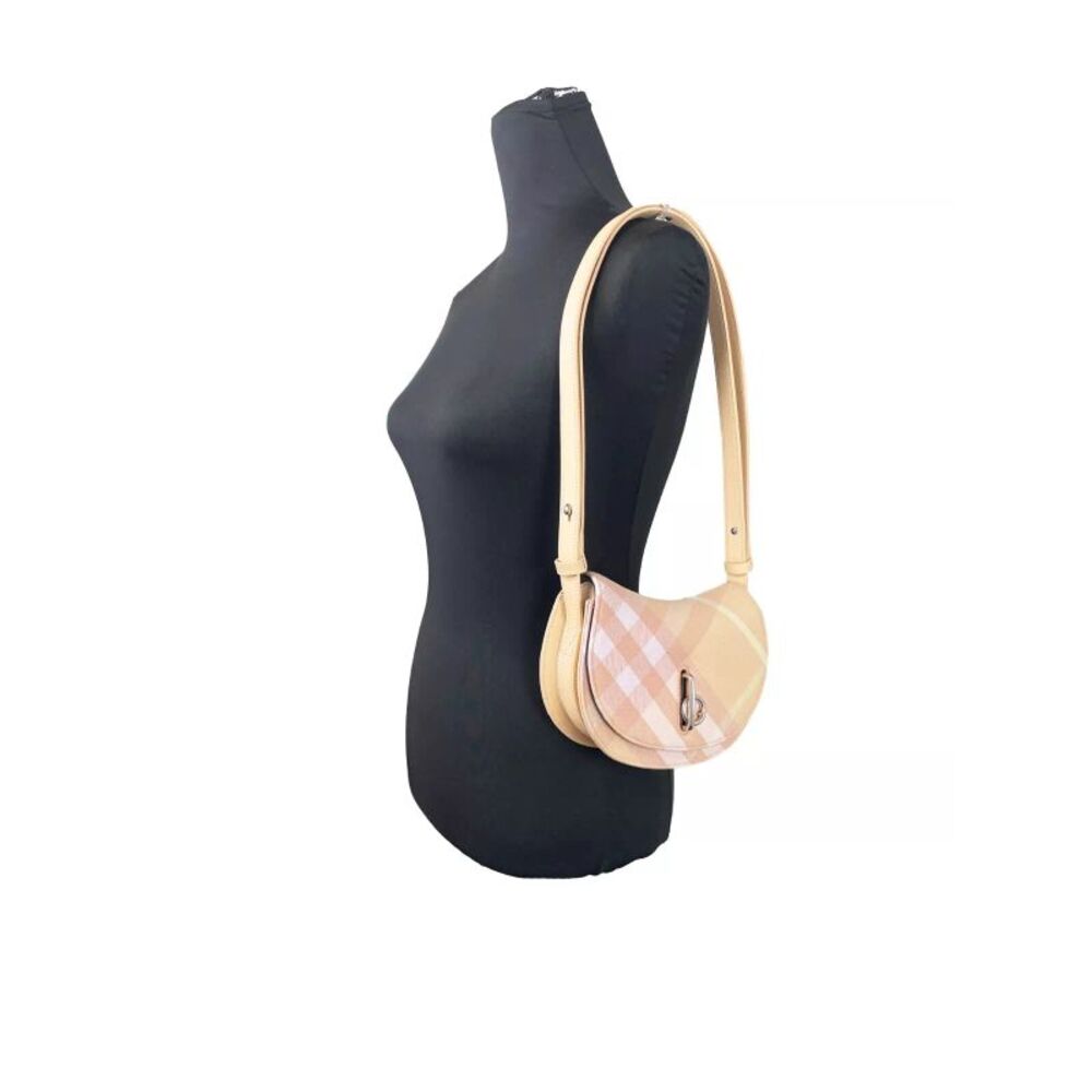 Burberry Mini Check Rocking Horse Crossbody Bag Purse Women's Peach - Picture 5 of 5